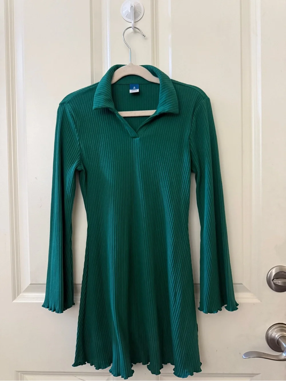 Old Navy Emerald Green Ribbed Long-Sleeve Polo Dress
